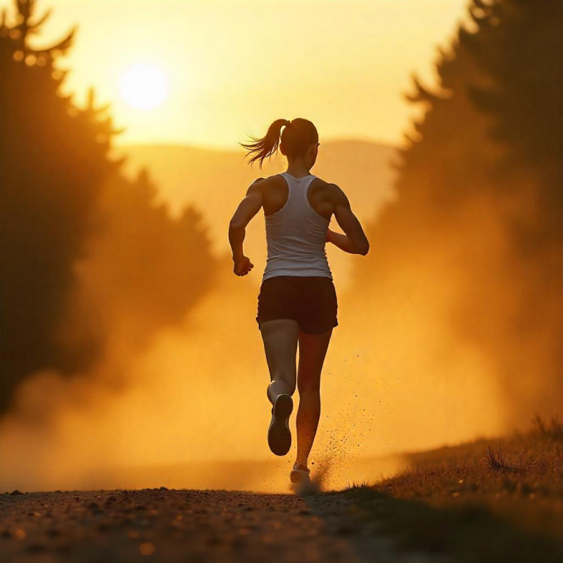 Chica corriendo en el campo