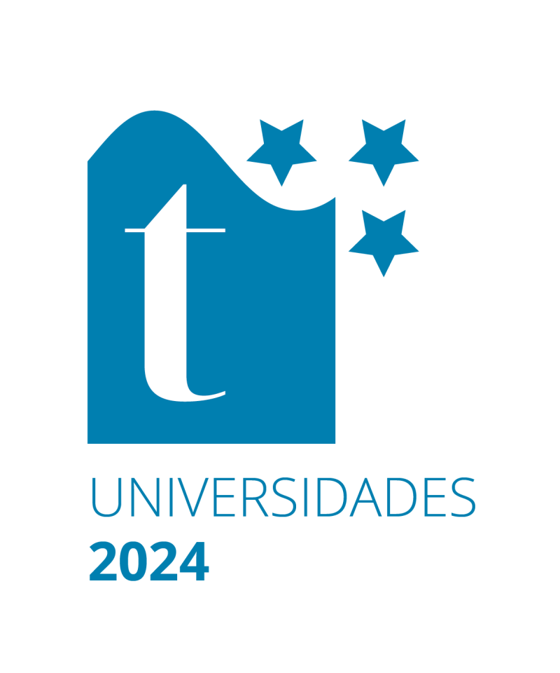 Sello de transparencia Logotipo de una t sobre un fondo azul con 3 estrellas